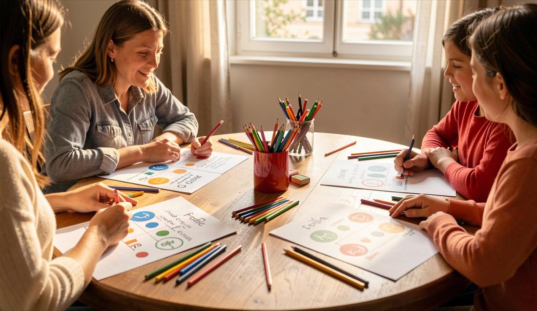 Table de quiz et cartes de réponses